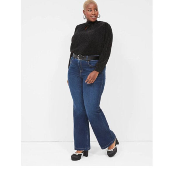 Lane Bryant Denim - LANE BRYANT NWT Size 16 Pull-On High Rise Boot Jean Dark Wash Boot Pants Denim